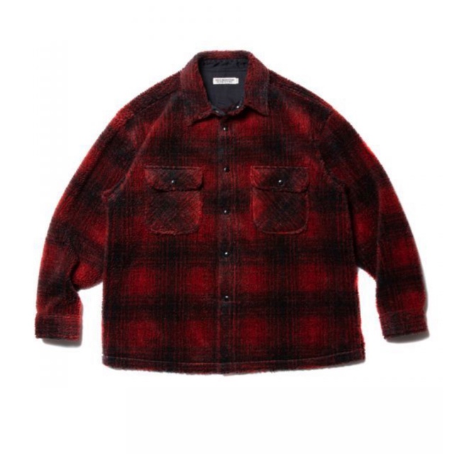 cootie Ombre Boa Check CPO Jacket (Red)