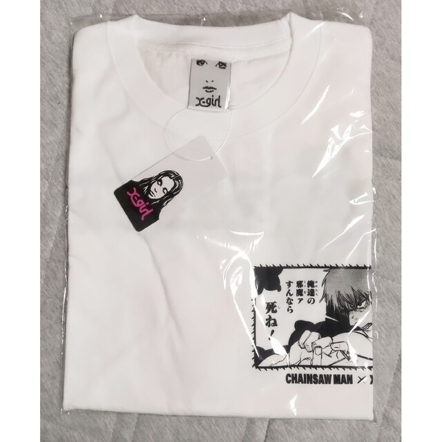 X-girl(エックスガール)のチェンソーマン  X-girl コラボ Tシャツ  デンジ   白  sizeL エンタメ/ホビーのアニメグッズ(その他)の商品写真