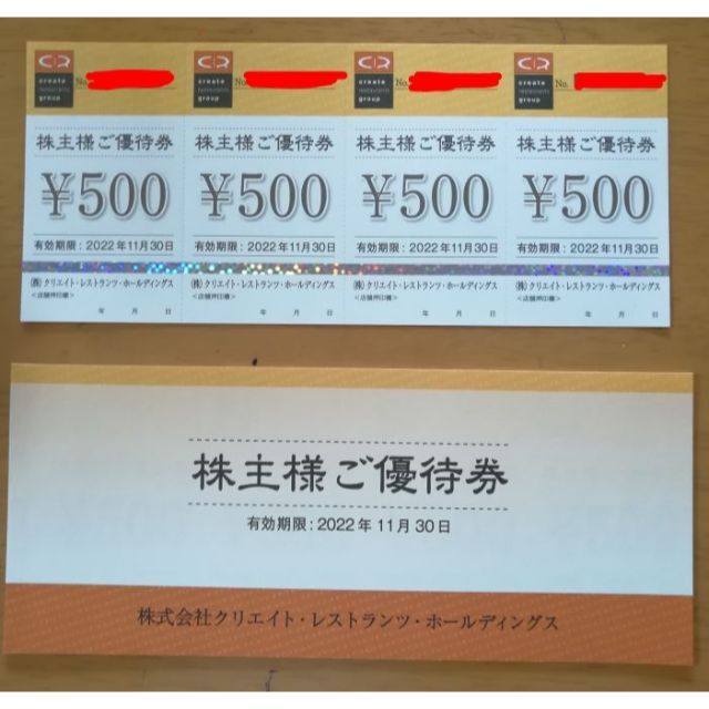 クリエイト・レストランツ 株主優待券 12000円分-