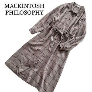 マッキントッシュフィロソフィー(MACKINTOSH PHILOSOPHY)の専用出品　マッキントッシュフィロソフィー　チェックシャツワンピース　ウール混(ロングワンピース/マキシワンピース)