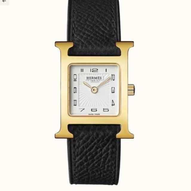 【新作からSALEアイテム等お得な商品満載】 Hermes PM 新品未使用　エルメス　Hウォッチ時計　黒　エプソン　ゴールド金具 - 腕時計
