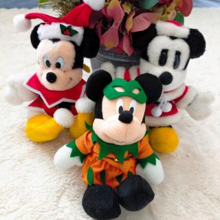 ディズニー(Disney)のDisney　ミッキー　ミニー　クリスマス　ぬいぐるみバッジ　3個セット(ぬいぐるみ)