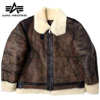 アルファインダストリーズ(ALPHA INDUSTRIES)のALPHA USED加工 最高級リアルラムスキンムートンB-3フライトジャケット(フライトジャケット)