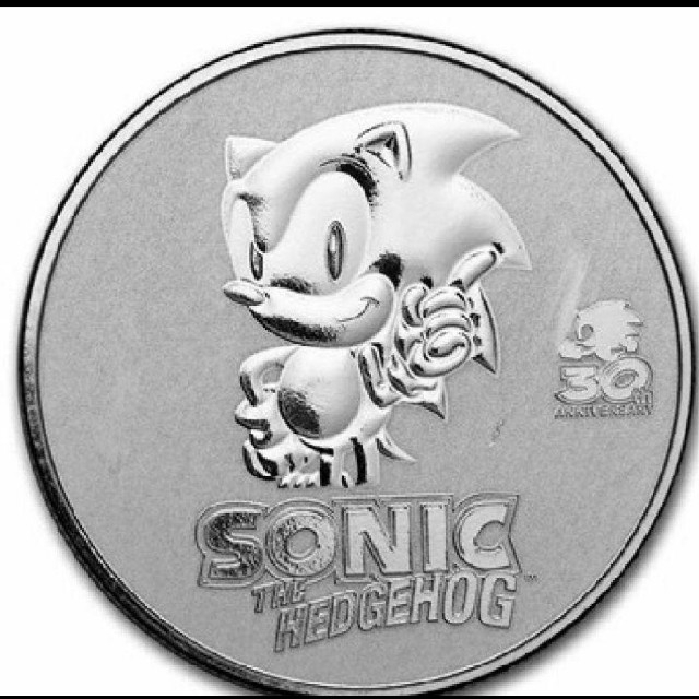 ソニック銀貨　Sonic the Hedgehog 30周年記念999％直径