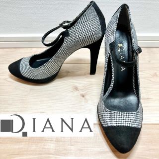 DIANA - 【値下げ!美品】DIANA パンプス千鳥柄チェック サイズ24㎝ アーモンドトゥ