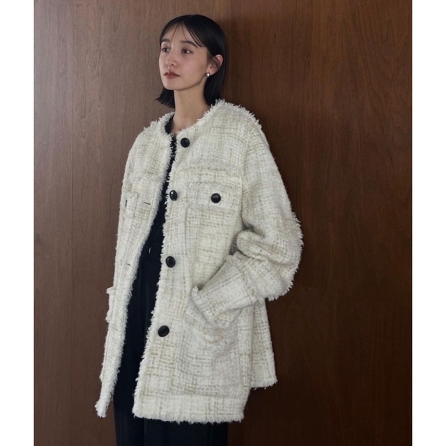 clane NO COLOR TWEED JACKET