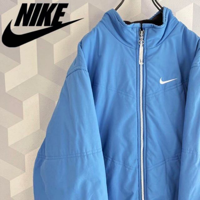 【90s Nike】Mサイズ相当 刺繍 ナイロンジャケット くすみブルー ナイキnike