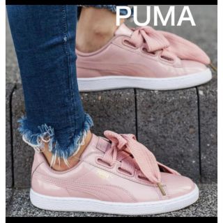 プーマ(PUMA)の新品 PUMA プーマ バスケットハートパテント　ピンクリボン　25cm(スニーカー)