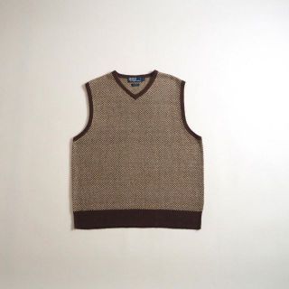 ラルフローレン(Ralph Lauren)のラルフローレン　シルク１００％　ベスト　ニット　ブラウン　美品(ベスト)