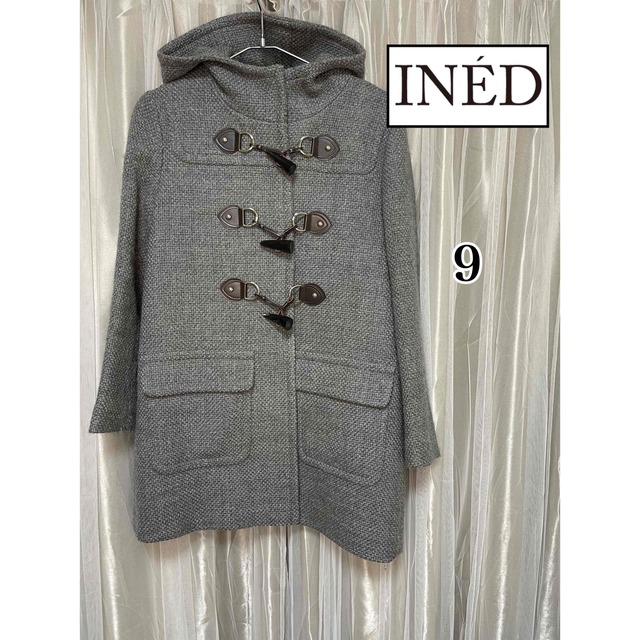 INED(イネド)の【美品】INED イネド 日本製 ダッフルコート グレー レディースのジャケット/アウター(ダッフルコート)の商品写真