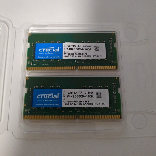 Crucial DDR4-2666 SODIMM 16GB 2個