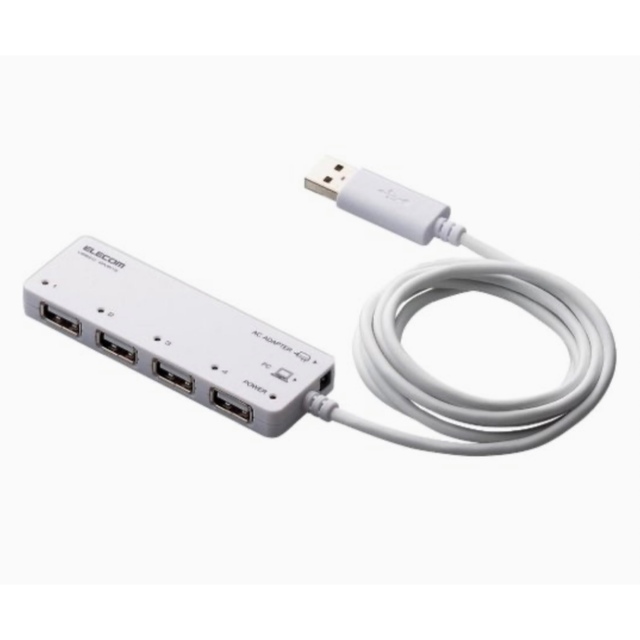 ELECOM USBハブ USB2.0対応 4ポート  U2H-EG4SWH スマホ/家電/カメラのPC/タブレット(PC周辺機器)の商品写真