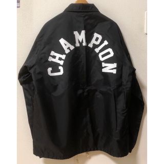 チャンピオン(Champion)のチャンピオン　ナイロン　コーチ　ジャケット　黒(ナイロンジャケット)