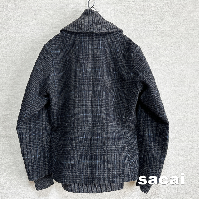 sacai(サカイ)の【sacai】サカイ グレンチェック リブニット ウール ドッキング ジャケット メンズのジャケット/アウター(テーラードジャケット)の商品写真