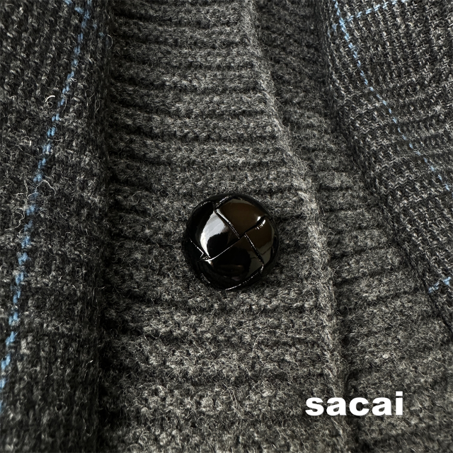 【sacai】サカイ グレンチェック リブニット ウール ドッキング ジャケット