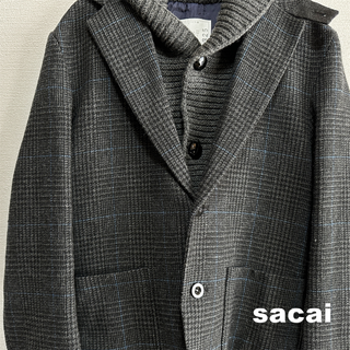 SACAI サカイ チェック ウール 2B テーラード ジャケット 美品