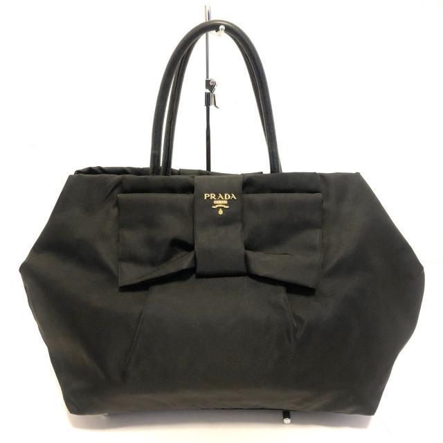 o-28-3 プラダ　PRADA レザー2way トートバッグ　ロゴプレート美品