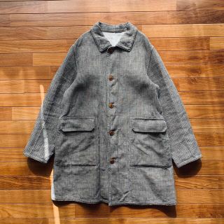 エンジニアードガーメンツ(Engineered Garments)のTS(S) リネン ダブルフェースコート ティーエスエス 千鳥格子 ベージュ(ステンカラーコート)