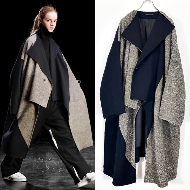かわいい! Y's - Y's 19AW バイカラー 変形デザイン コート 黒