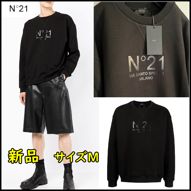 新品・サイズM【N°21】ロゴスウェット ブラック
