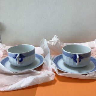 ロイヤルコペンハーゲン(ROYAL COPENHAGEN)の未使用品　ロイヤルコペンハーゲン　Blue Fan  カップ&ソーサー2客(食器)