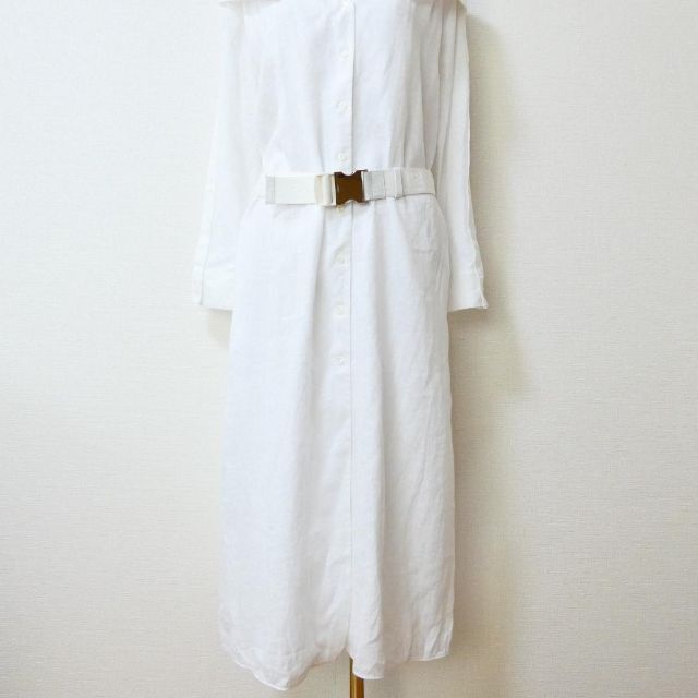 美品 フェンディ マキシ丈 長袖 リネンシャツドレス シャツワンピース