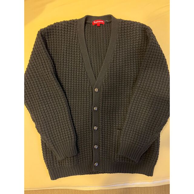 supreme waffle knit cardigan black XL