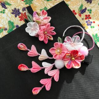 ピンク　髪飾りセット　七五三　ひな祭り　お祝い　お詣り　卒業式　結婚式　成人式(ヘアアクセサリー)