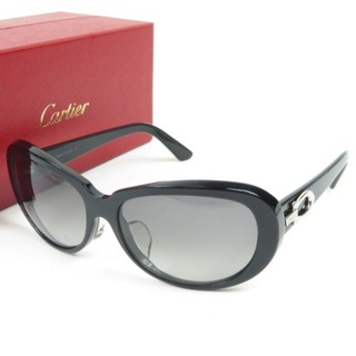 カルティエ(Cartier)の極美品 CARTIER カルティエ アイウェア　メンズ サングラス プラスチック ブラック レディース【中古】(サングラス/メガネ)