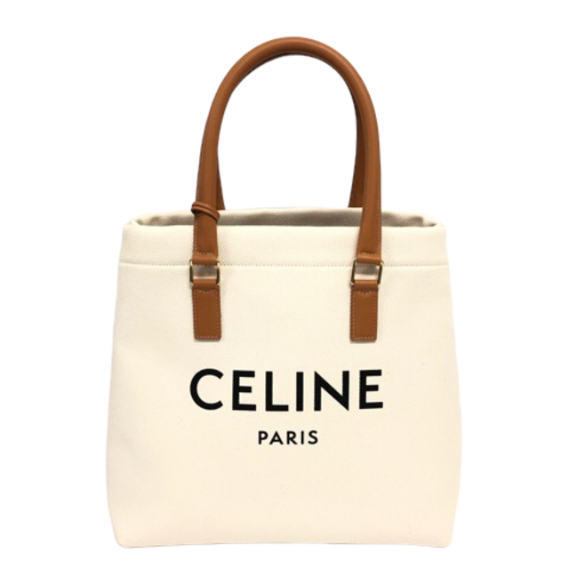 celine - セリーヌ ホリゾンタルカバ キャンバス トートバッグ 白 茶 ...