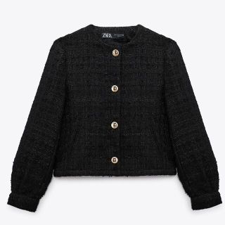 ザラ(ZARA)のZARA ゴールドボタンテクスチャージャケット(ノーカラージャケット)