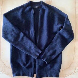 ZARA ザラ ニット風ブルゾン 38 濃紺(ブルゾン)