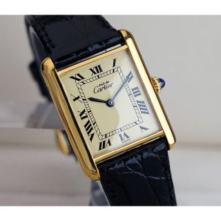 カルティエ(Cartier)の美品 カルティエ マスト タンク アイボリー ローマン 手巻き LM (腕時計(アナログ))