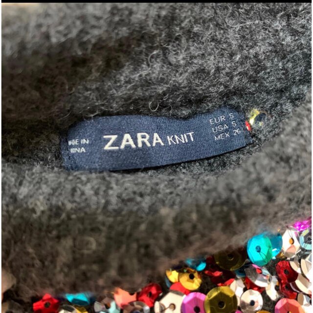 ZARA(ザラ)のニット ZARA スパンコール Sサイズ グレー レディースのトップス(ニット/セーター)の商品写真