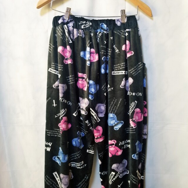 新品 くまさん 地雷 原宿 包帯 黒 地雷系 クマ くま柄 パンツ