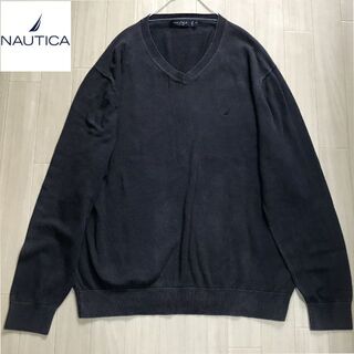 ノーティカ(NAUTICA)のNAUTICA　ノーティカ　ニットセーター　XL　ネイビー　メンズ　コットン(ニット/セーター)