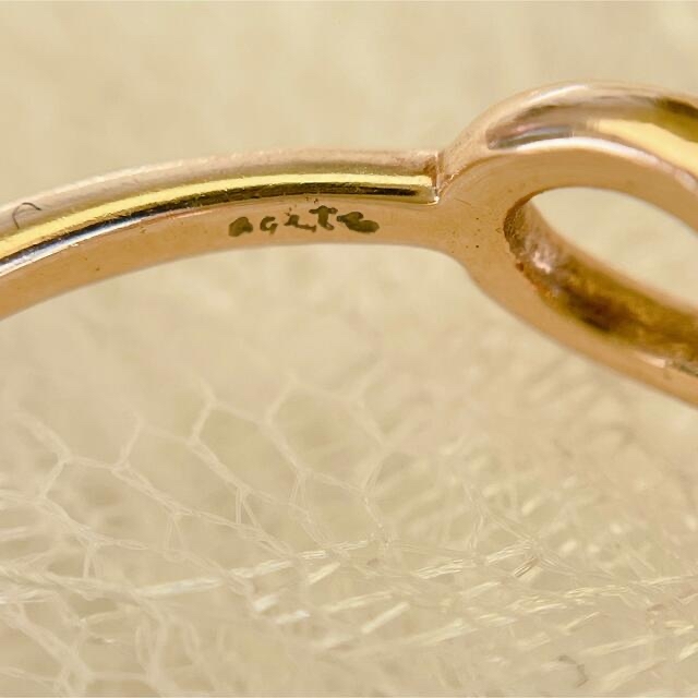 agete(アガット)のららにゃん様　リボン K10ピンクゴールド×ダイヤモンド ゴールド レディースのアクセサリー(リング(指輪))の商品写真