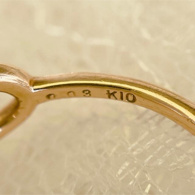 agete(アガット)のららにゃん様　リボン K10ピンクゴールド×ダイヤモンド ゴールド レディースのアクセサリー(リング(指輪))の商品写真