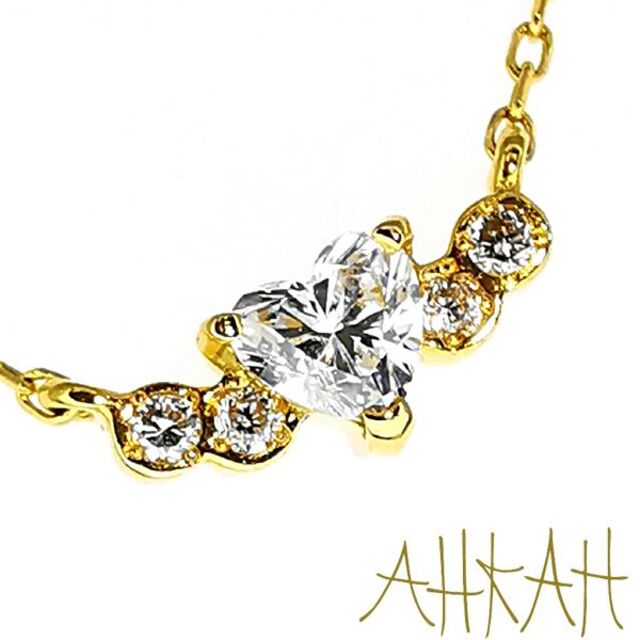 アーカー AHKAH ハートシェイプ ダイヤモンド ネックレス 0.05ct-