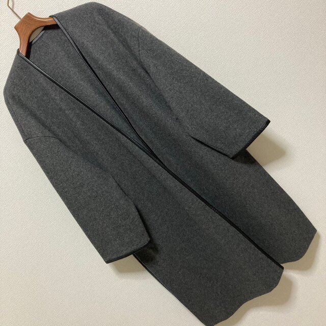 21年 美品◆UNITED ARROWS◆スムース パイピング ノーカラーコート