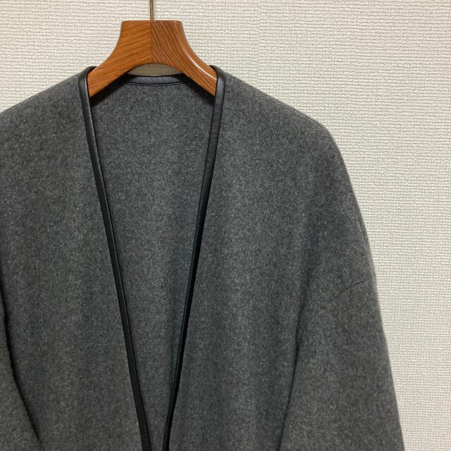 美品 21年◆UNITED ARROWS◆スムース パイピング ノーカラーコート