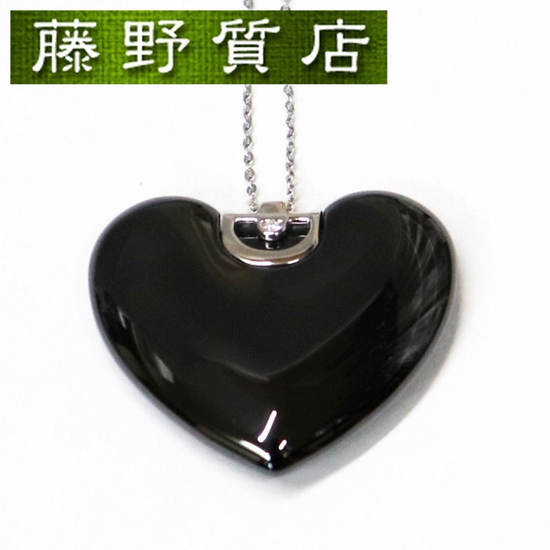高速配送 Damiani - (美品)ダミアーニ DAMIANI Dアイコン ペンダント ネックレス ハート K18 WG ダイヤ 黒セラミック 8649 ネックレス