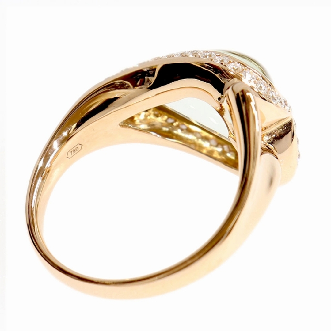 PonteVecchio(ポンテヴェキオ)の(新品仕上げ済）ポンテヴェキオ Ponte Vecchio ハート リング 指輪 約11号 K18 PG × ダイヤモンド × グリーンクォーツ 8881 レディースのアクセサリー(リング(指輪))の商品写真