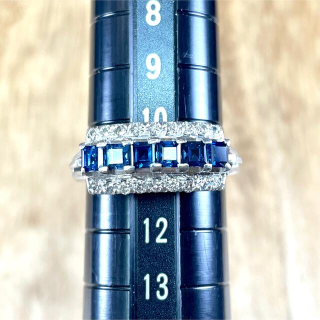 手作り！PM900 ブルーサファイア ダイヤ リング 5.92g M1001 レディースのアクセサリー(リング(指輪))の商品写真