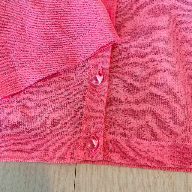 ピンク　カーディガン　トップス　羽織り　カットソー　薄手　シースルー    レディースのトップス(カーディガン)の商品写真