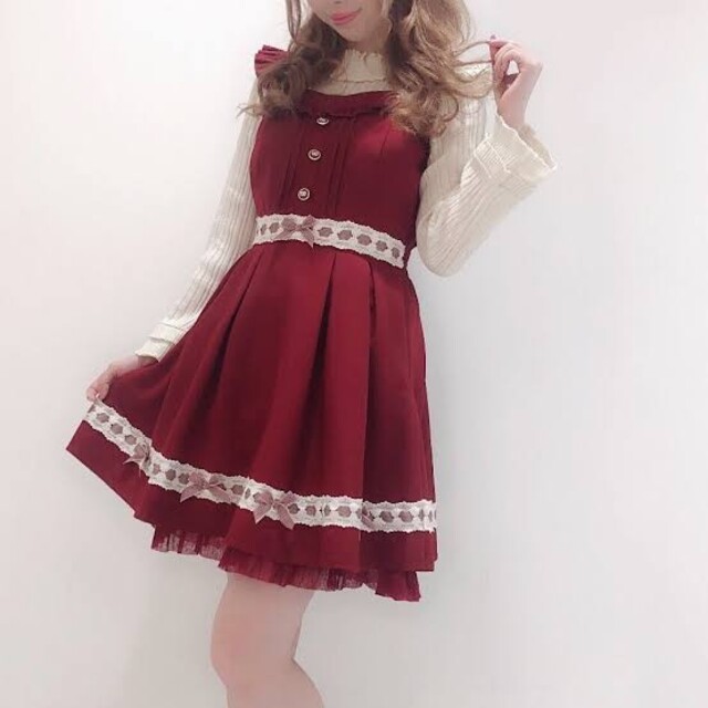 LIZ LISA - リズリサ リボンチェックジャンパースカート 赤の LIZ LISA - リズリサ リボンチェックジャンパースカート 赤の
