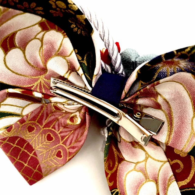 594番 和柄リボンとつまみ細工の髪飾り ハンドメイドのアクセサリー(ヘアアクセサリー)の商品写真
