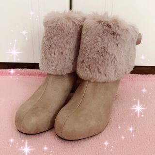 ユメテンボウ(夢展望)の☆夢展望 Newlyme☆ファーカバー付き2WAYショートブーツ☆新品ベージュ(ブーツ)