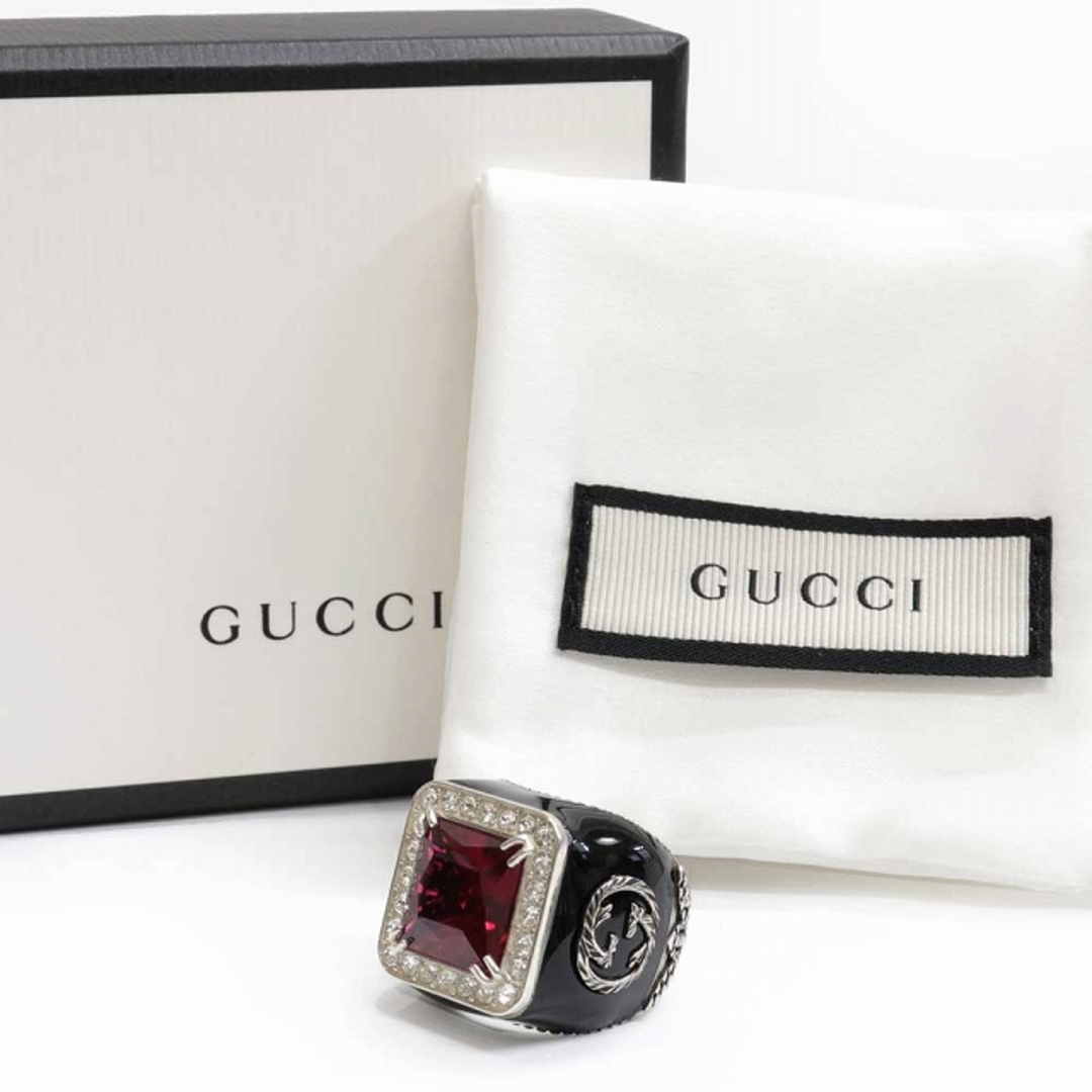 Gucci(グッチ)の（美品）グッチ GUCCI クリスタルディティール GGロゴ シグネットリング 指輪 ＃12 AG925 シルバー × クリスタル　8629 レディースのアクセサリー(リング(指輪))の商品写真