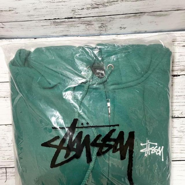 【新品】stussy スウェットパーカー　サイズM グリーン　シップアップ 3